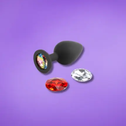 Glams - Fekete análdugó cserélhető kövekkel M