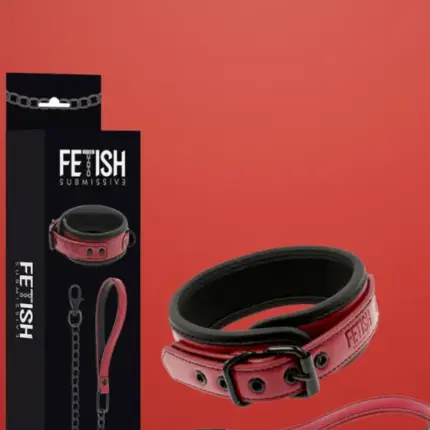 Fetish Submissive - Nyakörv pórázzal (bordó)