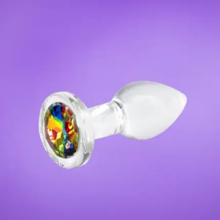 Crystal Desires - Üveg análdugó multicolor kör kővel