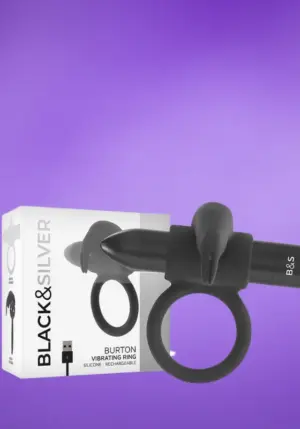 Black&Silver Burton - Akkus,rezgős nyuszis péniszgyűrű
