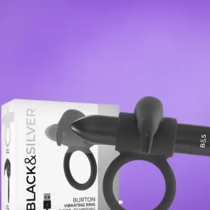 Black&Silver Burton - Akkus,rezgős nyuszis péniszgyűrű