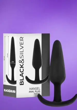 Black & Silver Hansel - Szilikon análdugó (fekete) - S