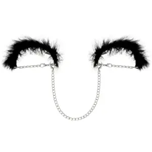 Coquette - Luxus szörös bilincs lánccal (fekete) - Image 2