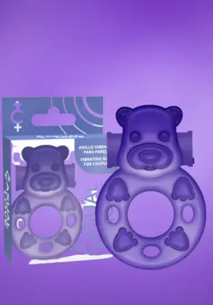 Casual Love - Vibrációs macis péniszgyűrű (lila)