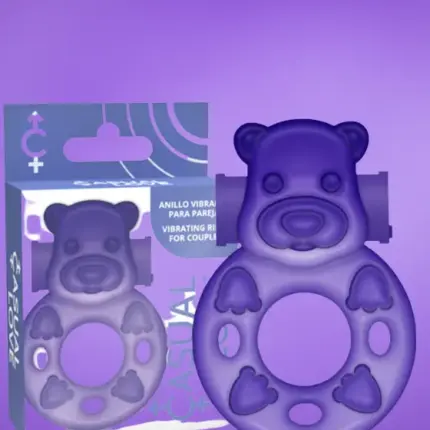 Casual Love - Vibrációs macis péniszgyűrű (lila)