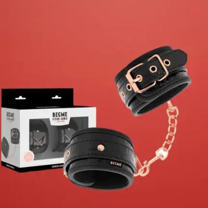 Begme Black Edition - Vegán bőr bilincs lánccal (fekete)