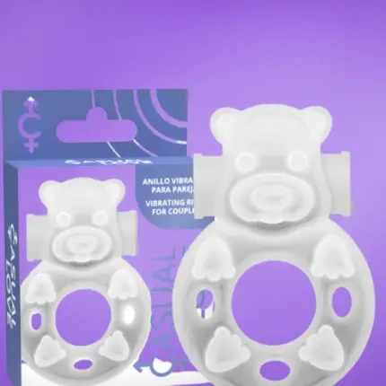 Casual Love - Vibrációs macis péniszgyűrű (áttetsző)