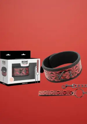 Begme Red Edition - Vegán bőr nyakőrv pórázzal