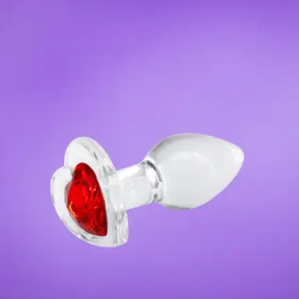 Crystal Desires  - Üveg análdugó szív alakú piros kővel