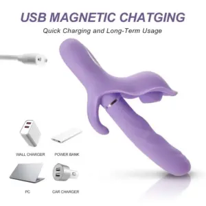 Engily Ross Bacall - Csiklóizgatós vibrátor toló, pulzáló és szívó funkcióval (lila) - Image 7