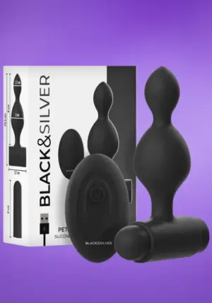 Black & Silver Tucker - Akkus análtágító távirányítóval (fekete)