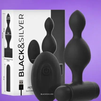 Black & Silver Tucker - Akkus análtágító távirányítóval (fekete)