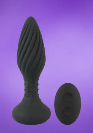 Anos - Akkus, rádiós, forgó gyöngyös spirális anál vibrátor (fekete)