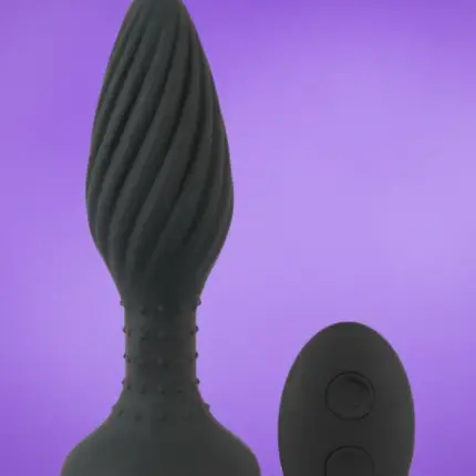 Anos - Akkus, rádiós, forgó gyöngyös spirális anál vibrátor (fekete)