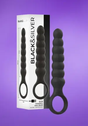 Black & Silver Bob - Akkus análdugó (fekete)