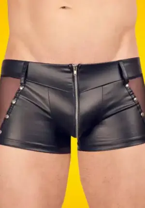 Svenjoyment - Áttetsző oldalbetétes, cipzáros boxer (fekete)