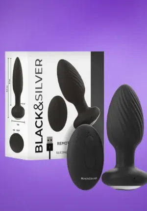 Black & Silver Wells - Akkus análdugó távirányítóval (fekete)
