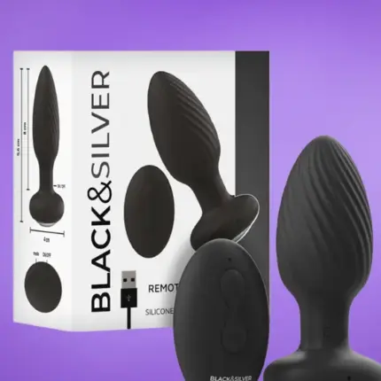 Black & Silver Wells - Akkus análdugó távirányítóval (fekete)