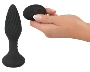 Anos - Akkus, rádiós, forgó gyöngyös spirális anál vibrátor (fekete) - Image 3