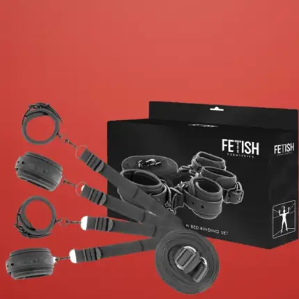 Fetish Submissive - Ágyhoz kötöző szett (fekete)