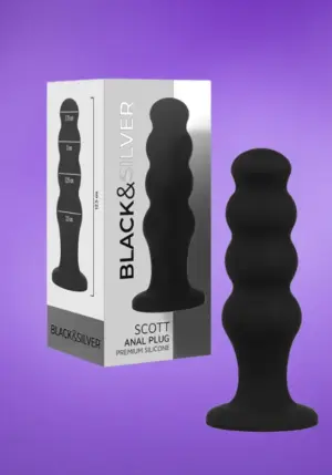 Black & Silver Scott - Gömbös análdildó (fekete)