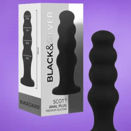 Black & Silver Scott - Gömbös análdildó (fekete)