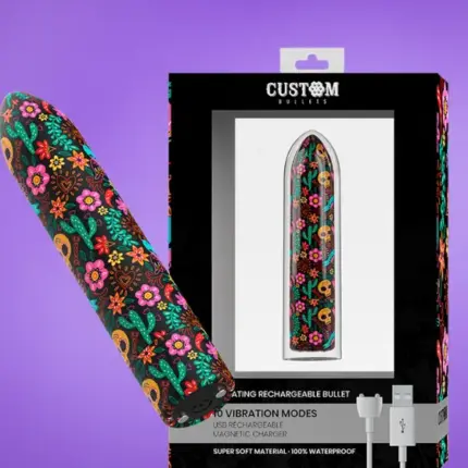 Custom Bullets - Akkus rúdvibrátor (virágos)