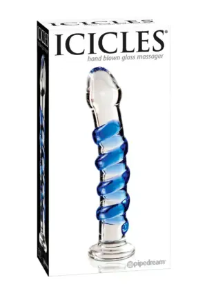 Icicles - Spirális üvegdildó (áttetsző-kék) - Image 2