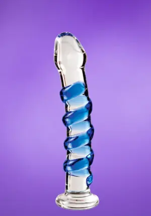 Icicles - Spirális üvegdildó (áttetsző-kék)