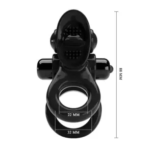 Pretty Love - Vibrációs dupla gyűrű csiklóizgatóval (fekete) - Image 5