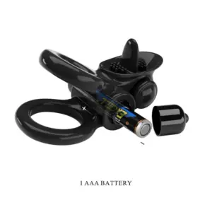 Pretty Love - Vibrációs dupla gyűrű csiklóizgatóval (fekete) - Image 4