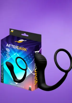 Afterdark Carnelian - Akkus péniszgyűrű análdugóval