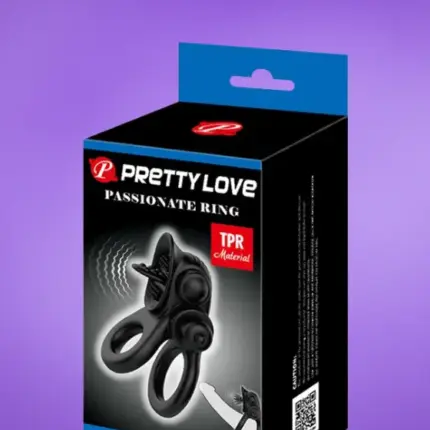 Pretty Love - Vibrációs dupla gyűrű csiklóizgatóval (fekete)