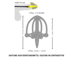 Penis Plug - Szilikon makk ketrec húgycsőkúppal (fekete) - Image 5