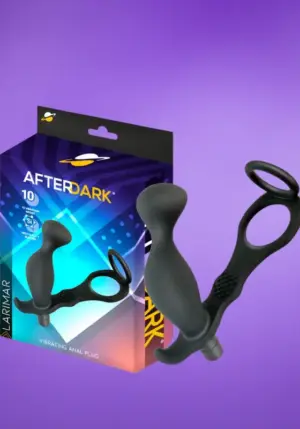 Afterdark Larimar - Vibrációs análdugó pénisz és heregyűrűvel