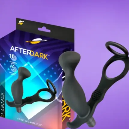 Afterdark Larimar - Vibrációs análdugó pénisz és heregyűrűvel