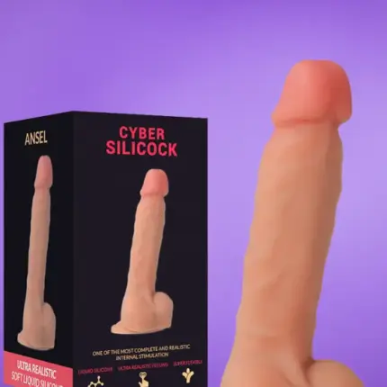 Cyber Silicock - Tapadótalpas dildó herékkel (15,5cm)