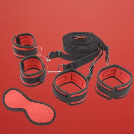 Latetobed - Ágyhoz kötöző szett (fekete-piros)