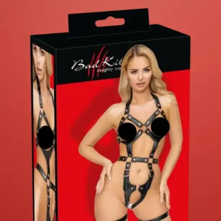 Bad Kitty - Nyitott testhám body (fekete)