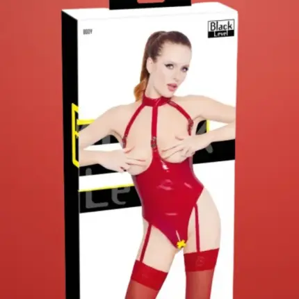 Black Level - Nyitott, nyakpántos body (piros)