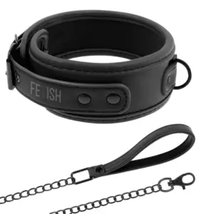 Fetish Submissive - Fekete nyakörv láncos pórázzal - Image 2
