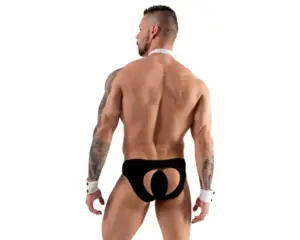 Svenjoyment - Férfi pincér tanga jelmez szett (fekete-fehér) - Image 4
