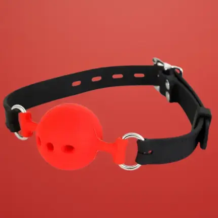 Latetobed - Légáteresztő szilikon szájpecek (piros-fekete)