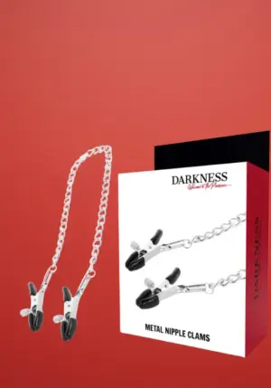 Darkness - Mellbimbó csipesz lánccal (fekete)