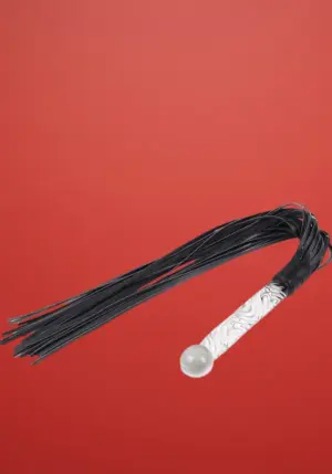 Latetobed - Korbács üveg dildóval (áttetsző-fekete)