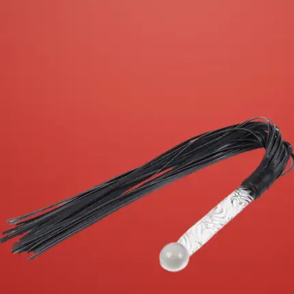 Latetobed - Korbács üveg dildóval (áttetsző-fekete)