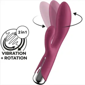 Satisfyer Spinning Rabbit 1 - Forgó csiklókaros vibrátor (piros) - Image 2