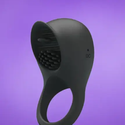 Pretty Love Ring Shaking II - Akkus péniszgyűrű (fekete)