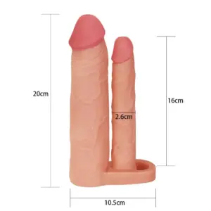 Lovetoy Add 2" - kétágú, élethű, hosszabbító péniszköpeny - 16 cm (testszínű) - Image 3