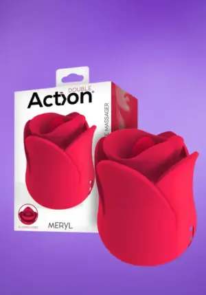 Action Meryl - Rózsa formájú csiklóizgató (piros)